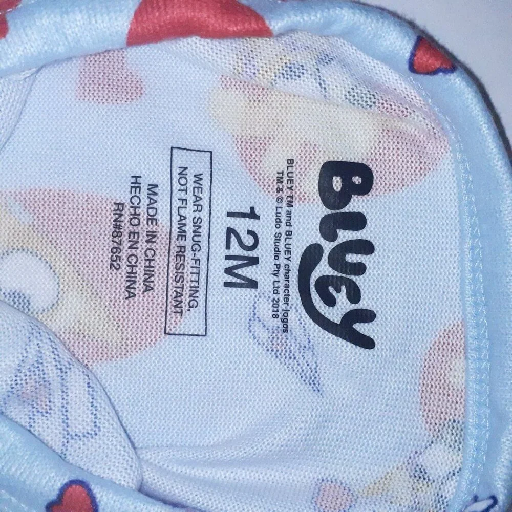 Character Bluey Toddler Unisex Valentine's Day Pajama Set, 2-Piece, Sizes 12M-5T - Picture 3 of 15